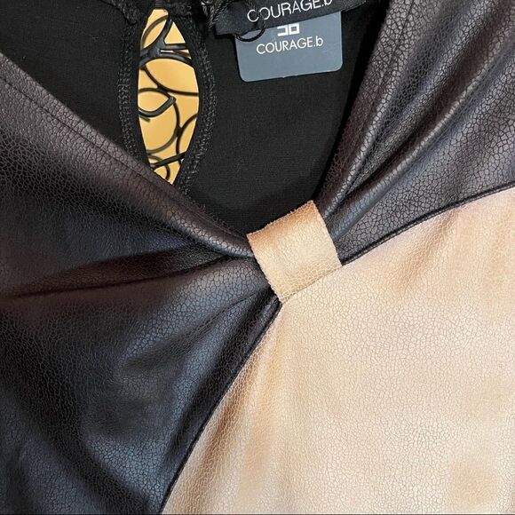 COURAGE.b BLACK/BEIGE FAUX LEATHER/SUEDE ROMATA DRESS S NWT - Picture 11 of 16